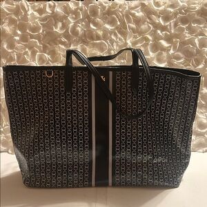 Tory Burch Black and White Geometric Tote